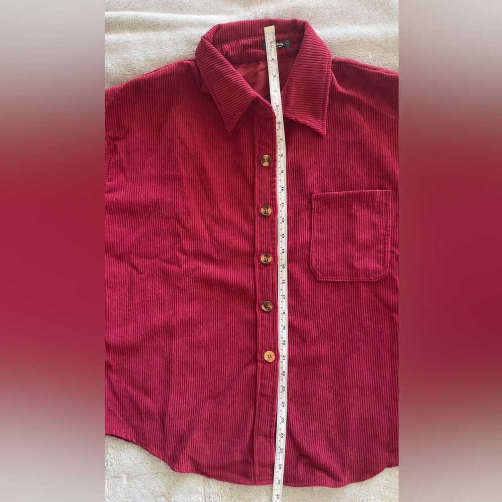 Melody Long Sleeve Corduroy Shacket‎ (Cranberry) - Picture 6 of 9